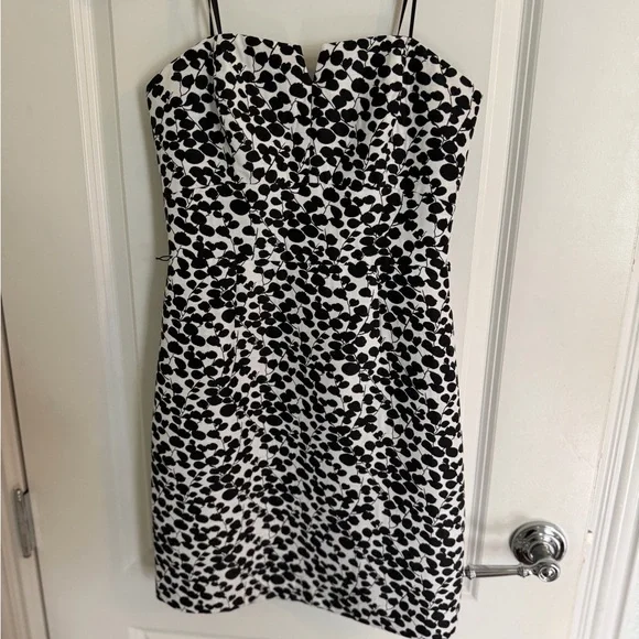 Max & Cleo Strapless Dress with Black and White Pattern - Picture 1 of 6